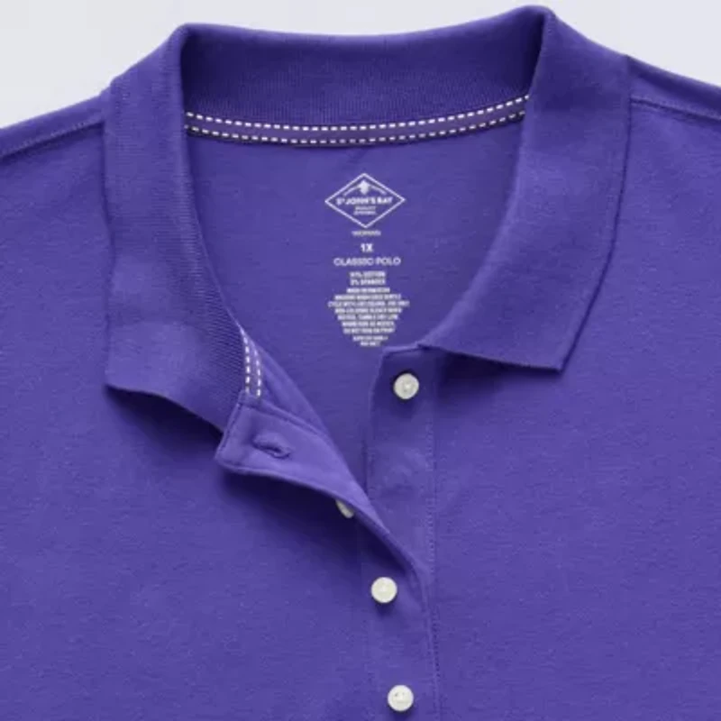 St. John's Bay Plus Womens Adaptive Short Sleeve Easy-on + Easy-off Polo Shirt