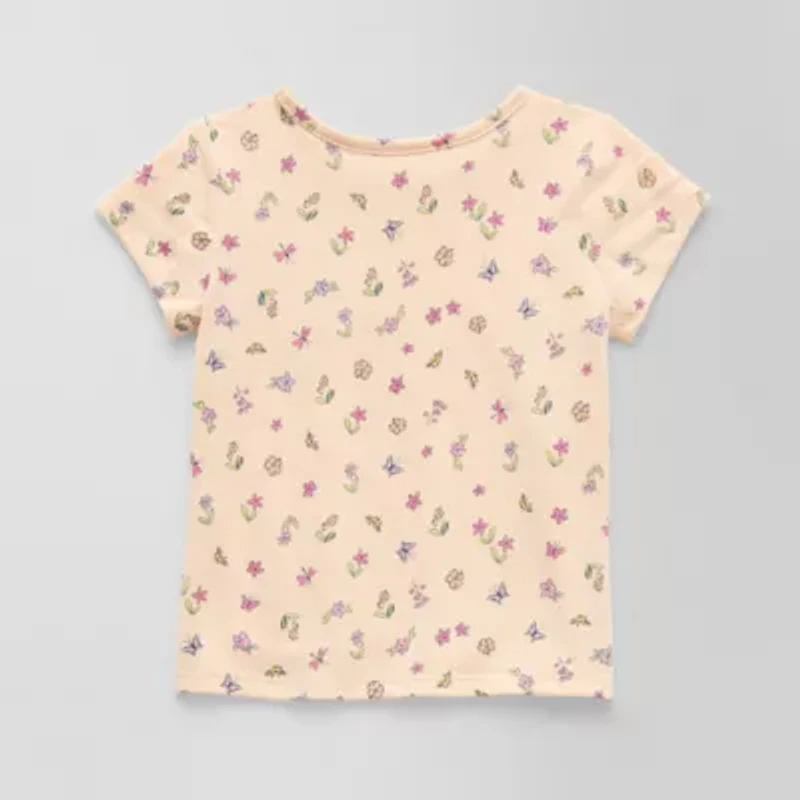 Okie Dokie Toddler & Little Girls Round Neck Short Sleeve Regular Fit Graphic T-Shirt