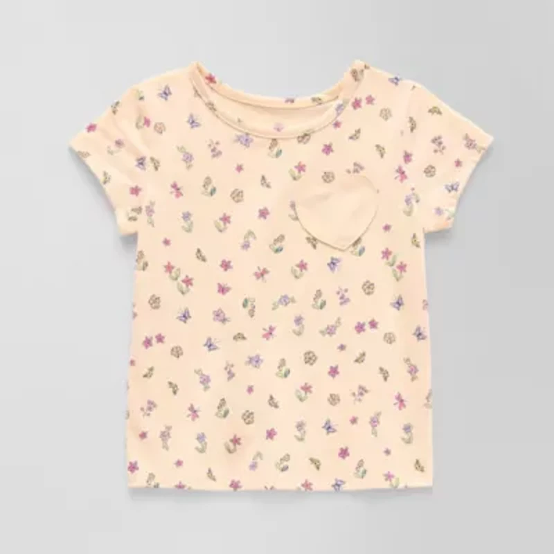 Okie Dokie Toddler & Little Girls Round Neck Short Sleeve Regular Fit Graphic T-Shirt