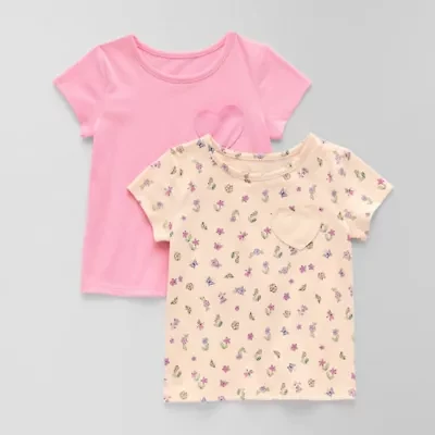 Okie Dokie Toddler & Little Girls Round Neck Short Sleeve 2-pc. T-Shirt