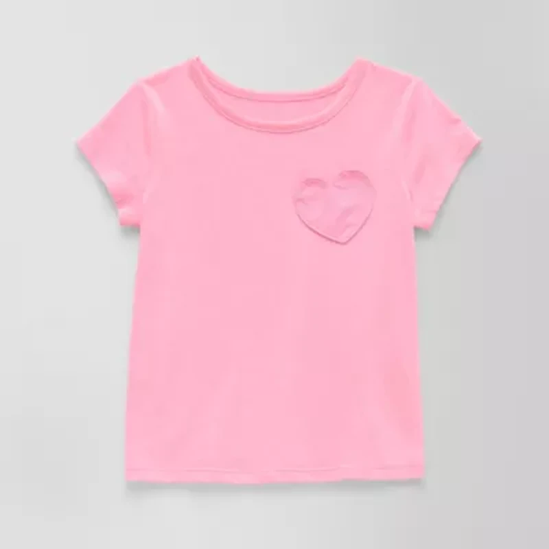 Okie Dokie Toddler & Little Girls Round Neck Short Sleeve Regular Fit Graphic T-Shirt