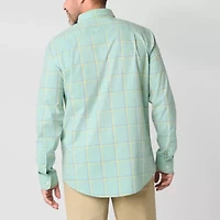 St. John's Bay Stretch Poplin Mens Long Sleeve Classic Fit Button-Down Shirt