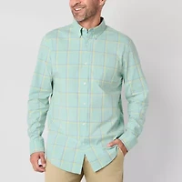 St. John's Bay Stretch Poplin Mens Long Sleeve Classic Fit Button-Down Shirt