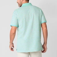 St. John's Bay Essential Striped Oxford Mens Slim Fit Short Sleeve Polo Shirt