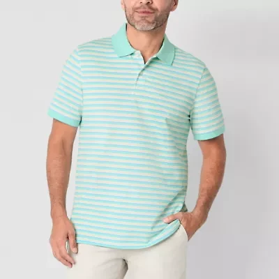 St. John's Bay Essential Striped Oxford Mens Slim Fit Short Sleeve Polo Shirt