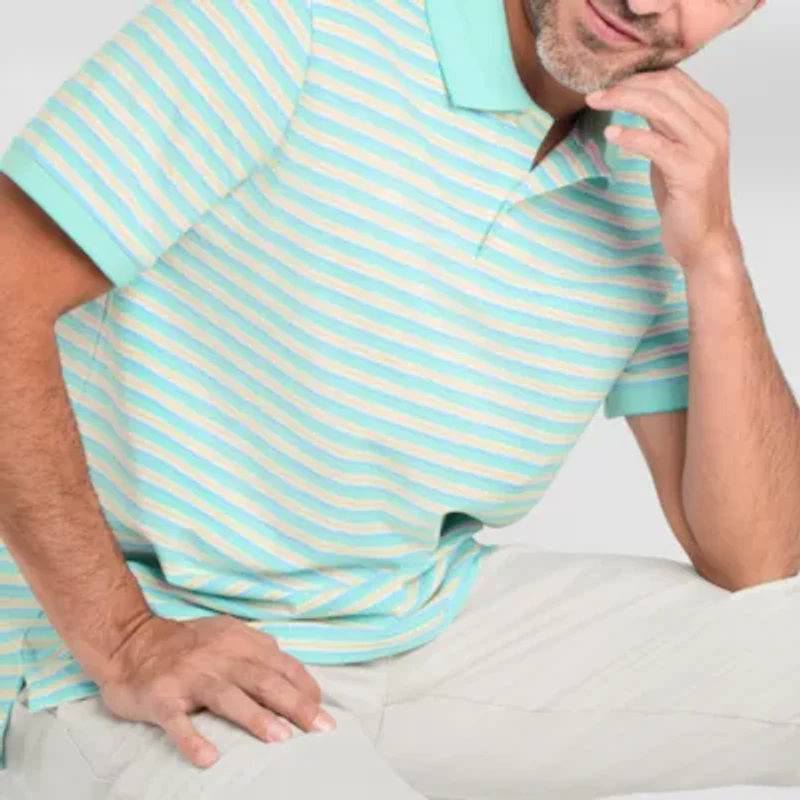 St. John's Bay Essential Striped Oxford Mens Slim Fit Short Sleeve Polo Shirt