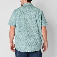 St. John's Bay Stetch Poplin Mens Short Sleeve Classic Fit Stretch Fabric Big and Tall Button-Down Shirt