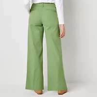 St. John's Bay Womens Wide Leg Mid Rise Tall Trouser