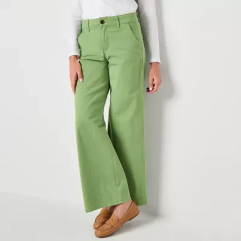 St. John's Bay Womens Wide Leg Mid Rise Tall Trouser
