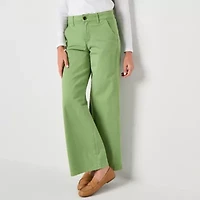 St. John's Bay Womens Wide Leg Mid Rise Tall Trouser