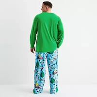Mens Peanuts Snoopy Microfleece Crew Neck Long Sleeve 2-pc. Matching Family Big Pajama Sets