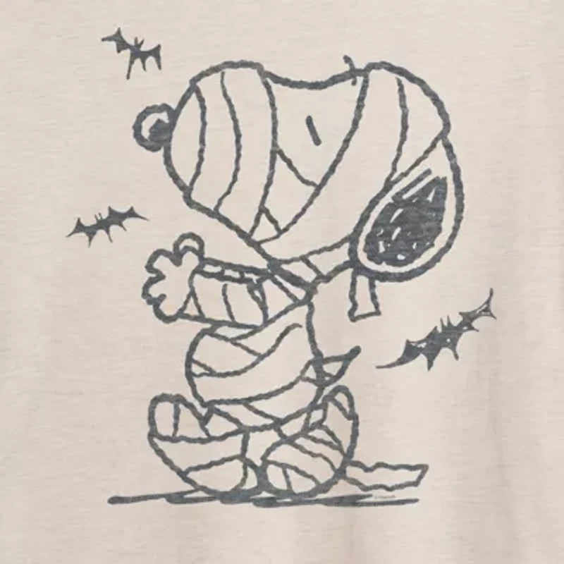 Womens Crew Neck Short Sleeve Snoopy Graphic T-Shirt