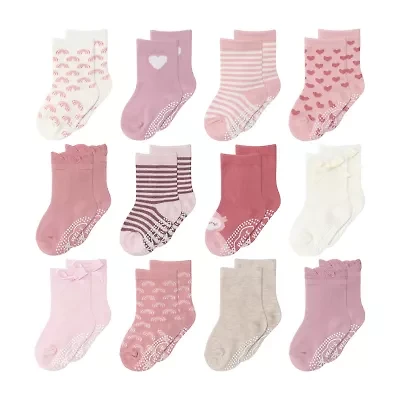 The Peanutshell Baby Girls 12 Pair Crew Socks
