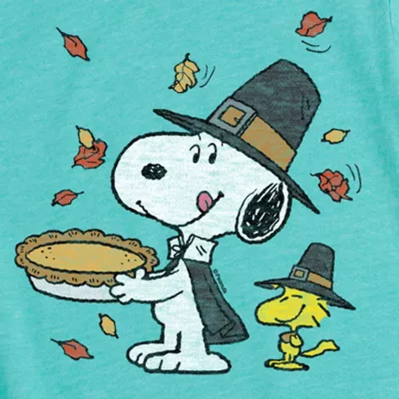 Girls Crew Neck Short Sleeve Snoopy Graphic T-Shirt