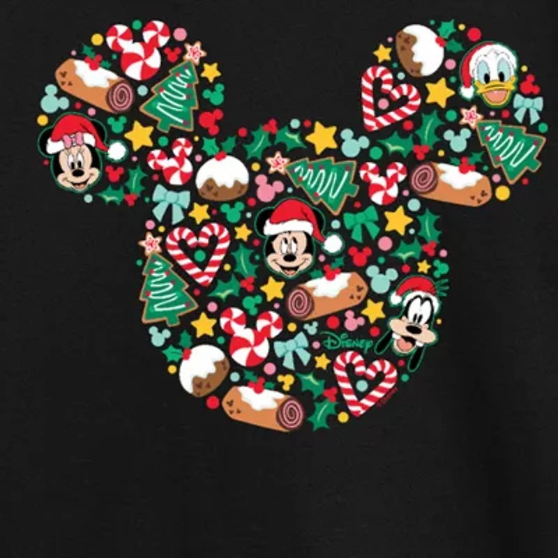 Disney Collection Boys Crew Neck Long Sleeve Mickey Mouse Graphic T-Shirt