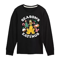 Disney Collection Boys Crew Neck Long Sleeve Pluto Graphic T-Shirt