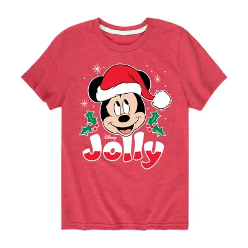 Disney Collection Boys Crew Neck Short Sleeve Mickey Mouse Graphic T-Shirt