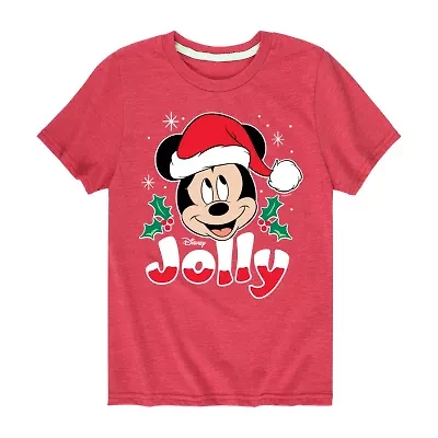 Disney Collection Boys Crew Neck Short Sleeve Mickey Mouse Graphic T-Shirt