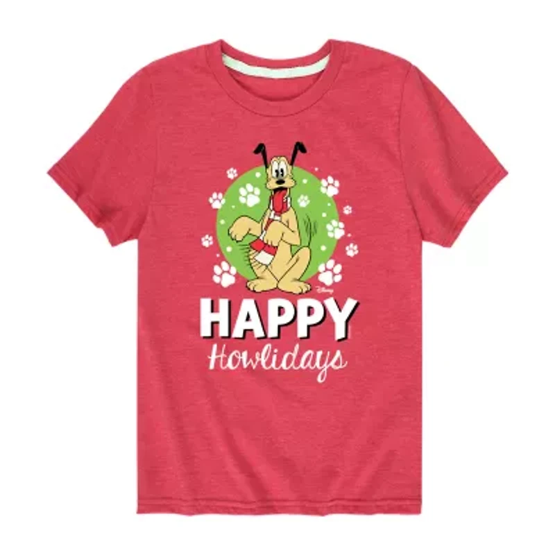 Disney Collection Boys Crew Neck Short Sleeve Pluto Graphic T-Shirt