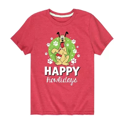 Disney Collection Boys Crew Neck Short Sleeve Pluto Graphic T-Shirt