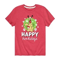 Disney Collection Boys Crew Neck Short Sleeve Pluto Graphic T-Shirt