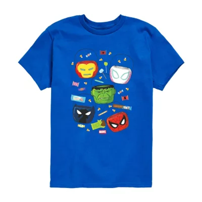 Disney Collection Boys Crew Neck Short Sleeve Marvel Graphic T-Shirt