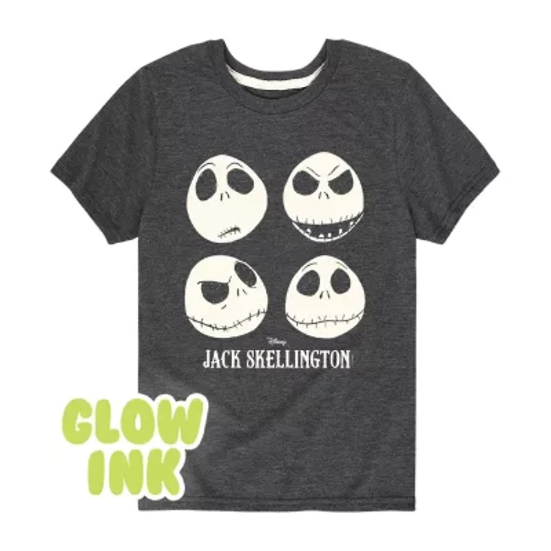 Disney Collection Boys Crew Neck Short Sleeve Nightmare Before Christmas Graphic T-Shirt