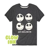 Disney Collection Boys Crew Neck Short Sleeve Nightmare Before Christmas Graphic T-Shirt