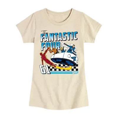 Disney Collection Girls Round Neck Short Sleeve Marvel Graphic T-Shirt