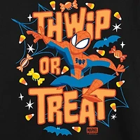 Disney Collection Boys Crew Neck Long Sleeve Spiderman Graphic T-Shirt