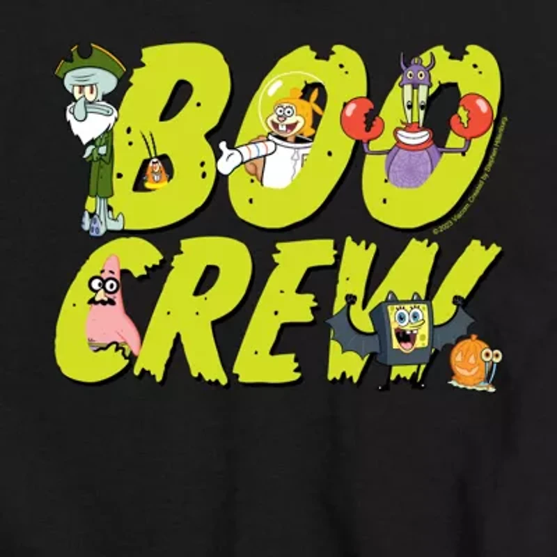 Boo Crew Halloween Little & Big Kid Boys Neck Short Sleeve Regular Fit Spongebob Graphic T-Shirt