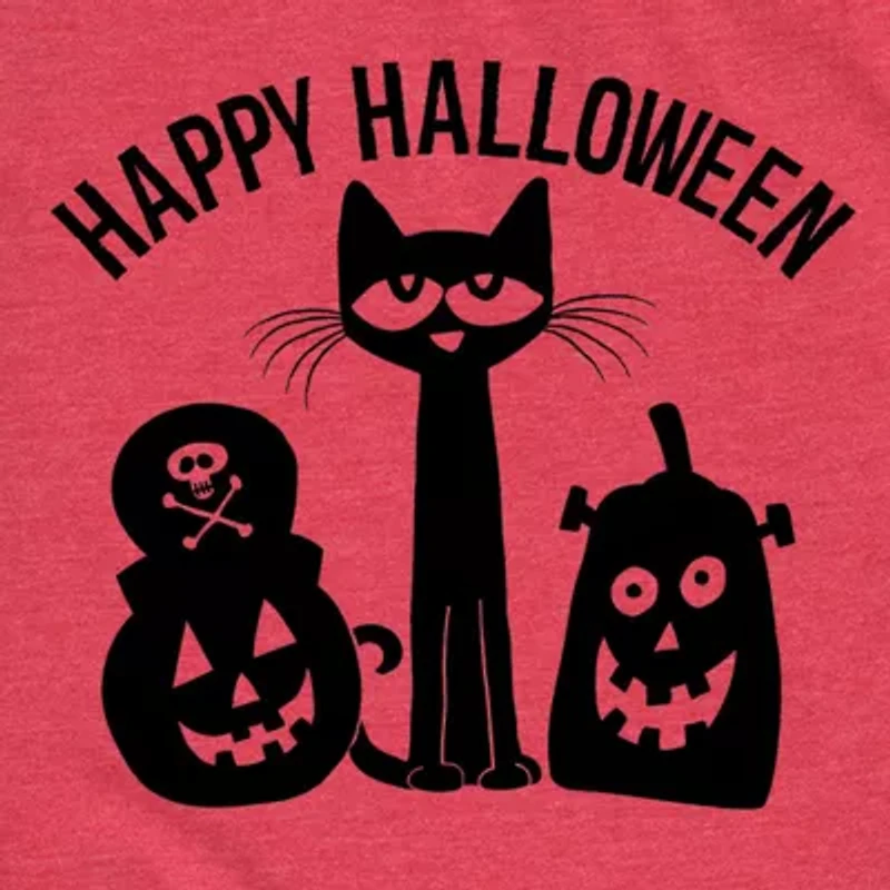 Halloween Pumpkins Little & Big Kid Boys Crew Neck Short Sleeve Regular Fit Pete the Cat Graphic T-Shirt