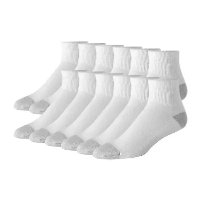 Hanes Ultimate Mens Multi-Pack 12 Pair Big and Tall Quarter Ankle Socks