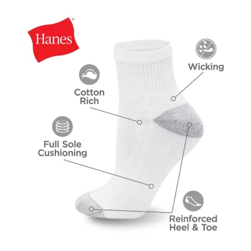 Hanes Ultimate Mens Multi-Pack 12 Pair Big and Tall Quarter Ankle Socks