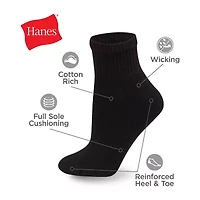 Hanes Ultimate Mens Multi-Pack 12 Pair Big and Tall Quarter Ankle Socks