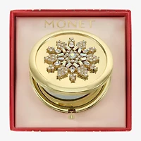 Monet Jewelry Gold Tone Clear Gold Tone Snowflake Compact Mirror