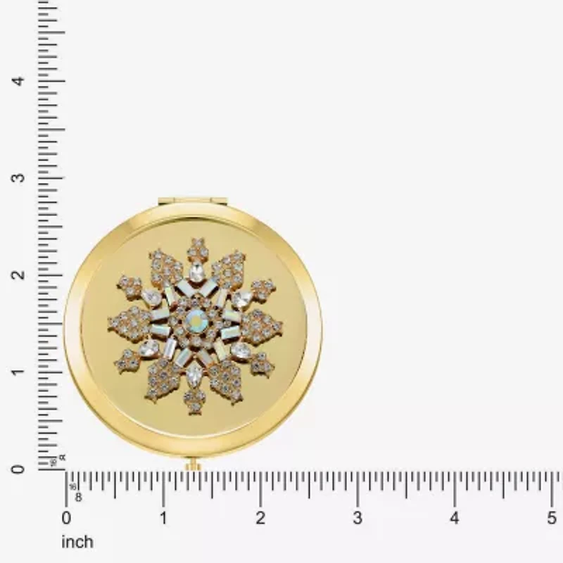 Monet Jewelry Gold Tone Clear Gold Tone Snowflake Compact Mirror