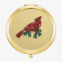 Monet Jewelry Gold Tone Red Cardinal Gold Tone Compact Mirror