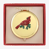 Monet Jewelry Gold Tone Red Cardinal Gold Tone Compact Mirror