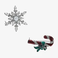 Monet Jewelry Silver Tone Candy Cane Glass Pin