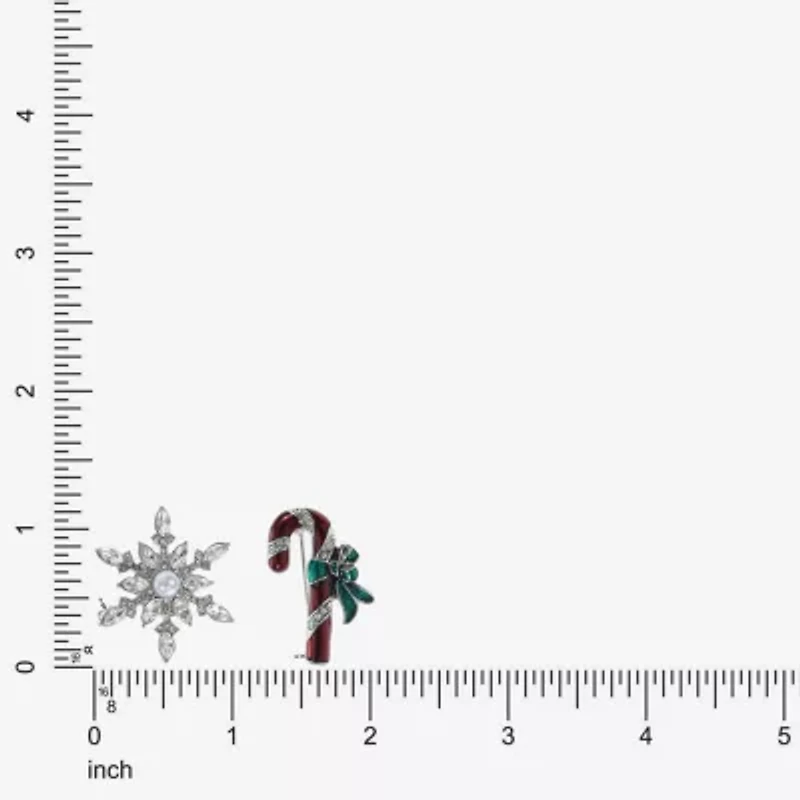 Monet Jewelry Silver Tone Candy Cane Glass Pin