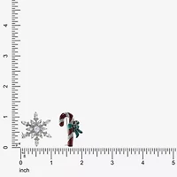 Monet Jewelry Silver Tone Candy Cane Glass Pin