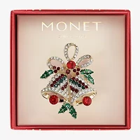 Monet Jewelry Gold Tone Holly Multi Color Glass Pin