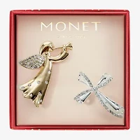 Monet Jewelry Gold Tone Glass Pin