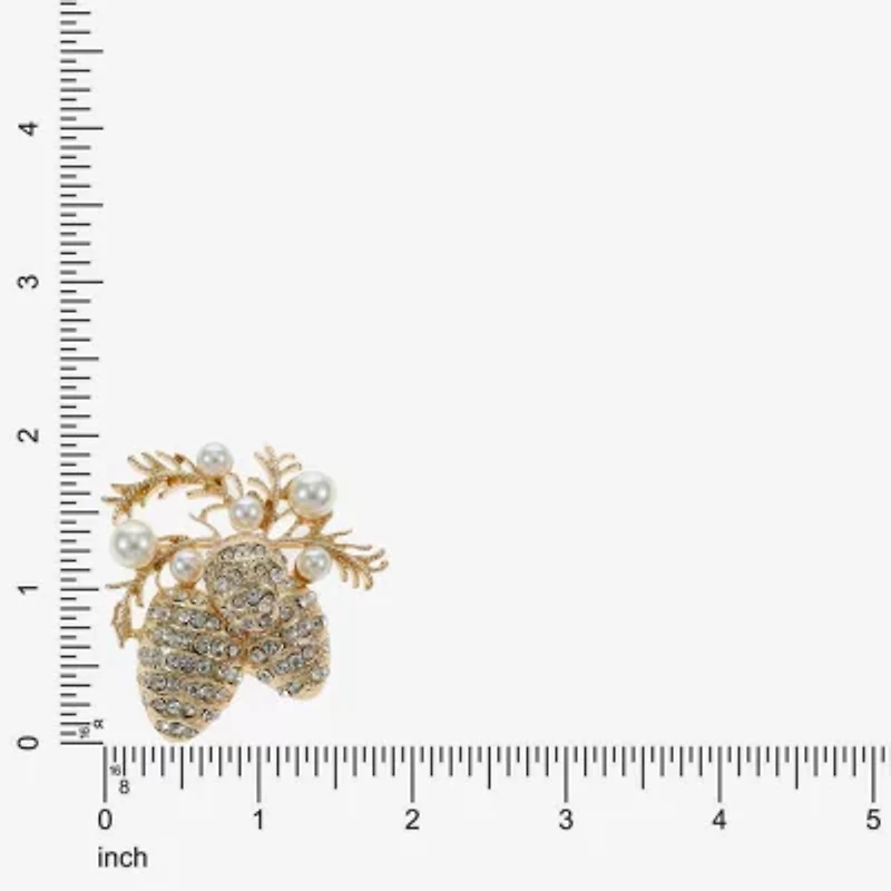 Monet Jewelry Gold Tone Pinecone Glass Pin
