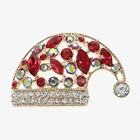 Monet Jewelry Gold Tone Santa Multi Color Glass Pin