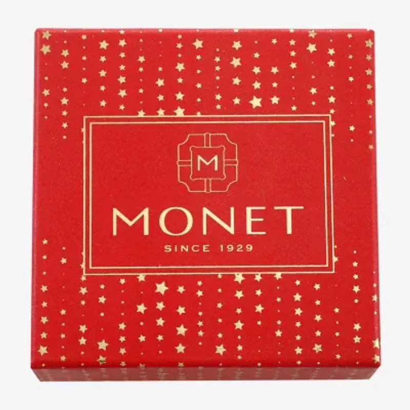 Monet Jewelry Gold Tone Santa Multi Color Glass Pin