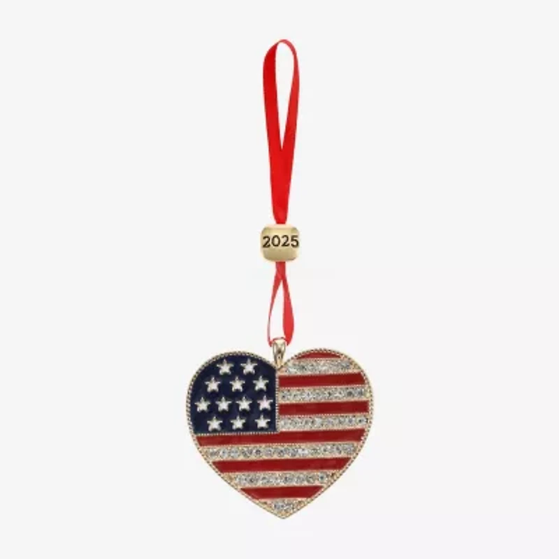 Monet Jewelry Gold Tone American Flag Christmas Ornament