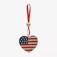 Monet Jewelry Gold Tone American Flag Christmas Ornament