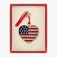 Monet Jewelry Gold Tone American Flag Christmas Ornament